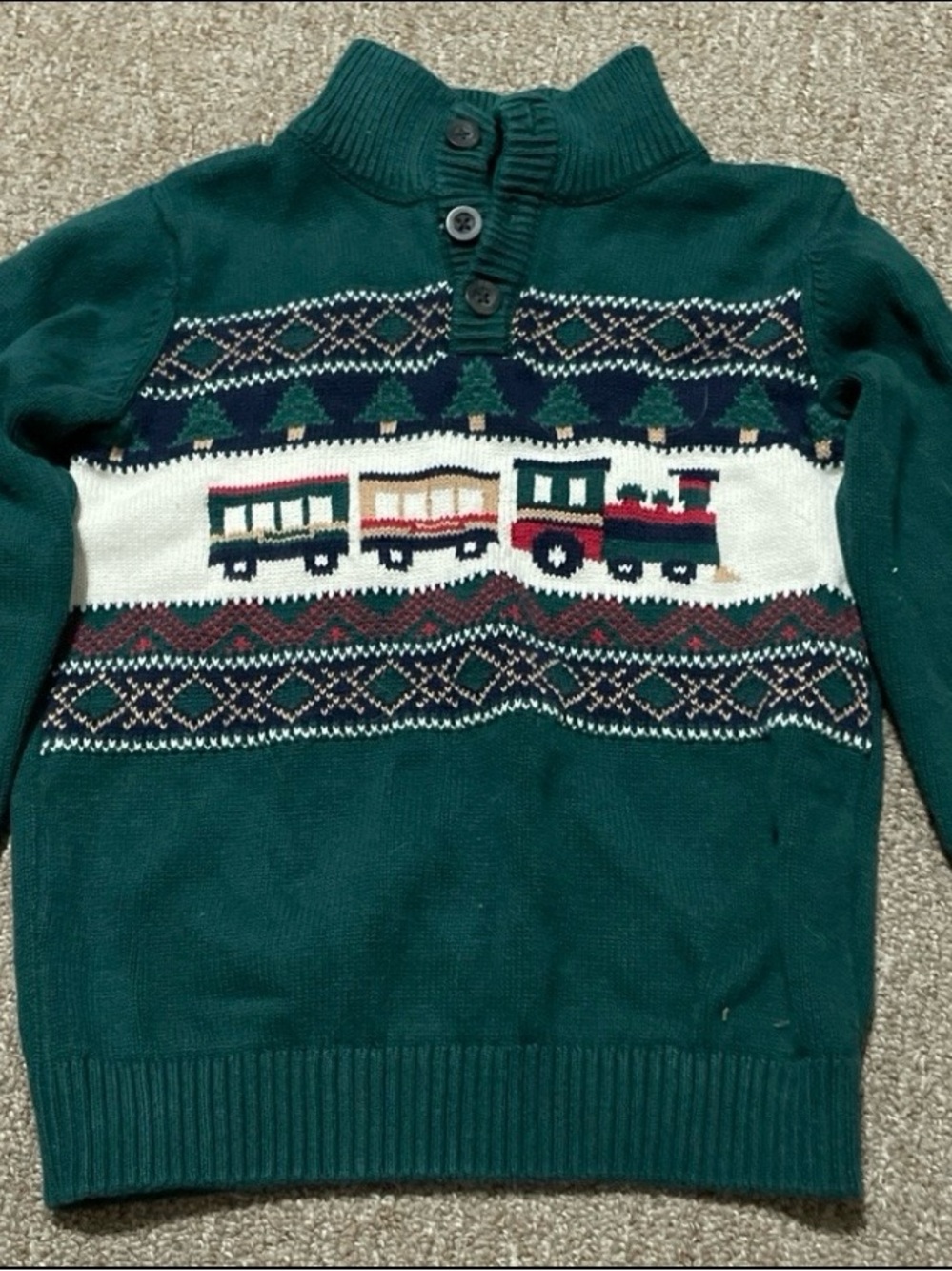 Children’s Place Boys Green Train Sweater Size 5T